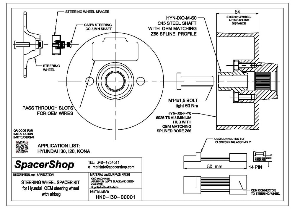 Spacershop HND-I30-00001 assembly drawing